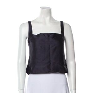 Ralph Lauren Navy Square-Neck Tank Raw Silk